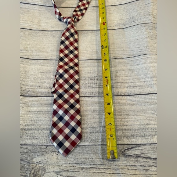 EXPRESS Classic Checkered Tie in Red, Blue, and White - Picture 3 of 5